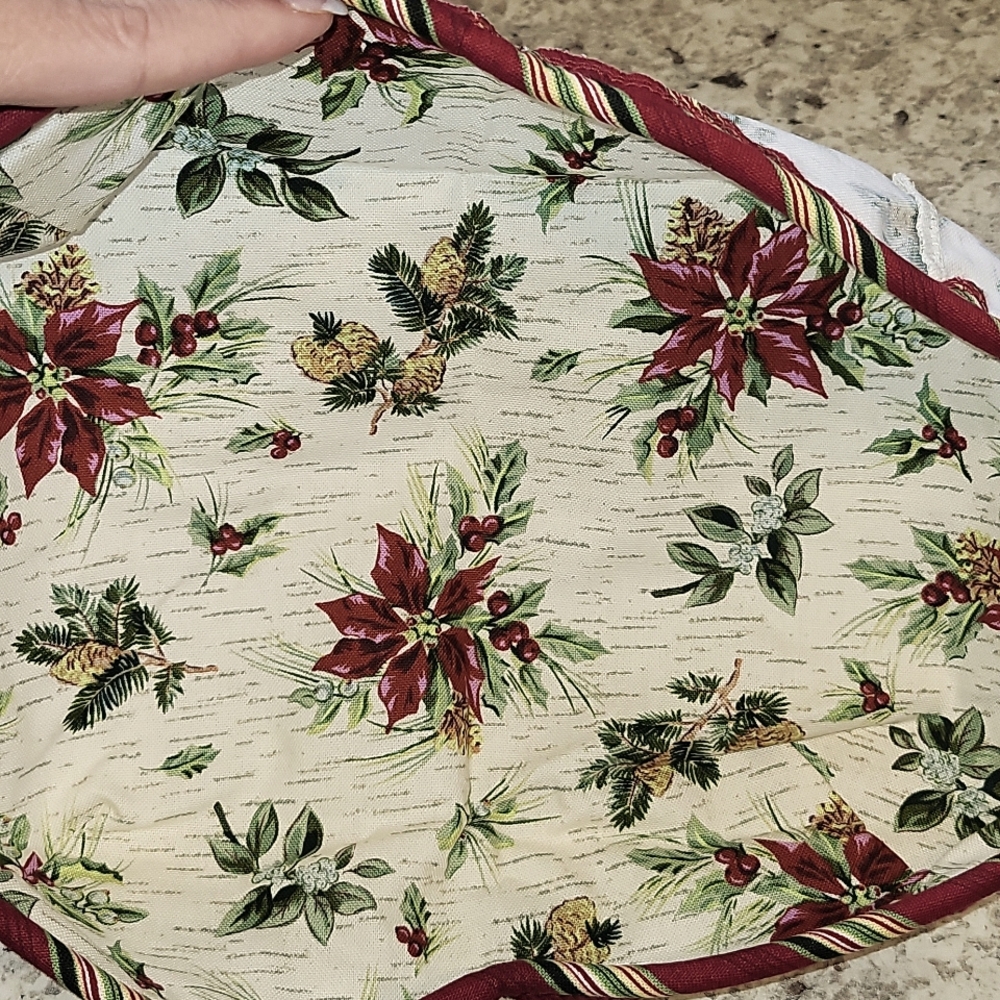 New Longaberger Napkin Holiday Botanical Fabric Liner